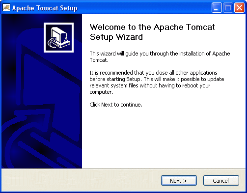 Welcome to the Apache Tomcat Setup Wizard