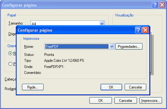 Configurar pgina: impressora FreePDF XP